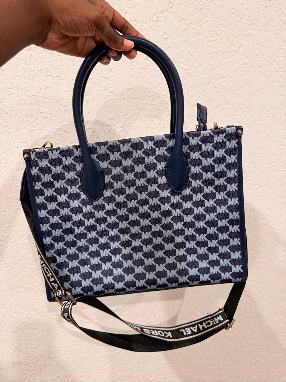 Michael Kors Navy Logo Tote with Detachable Strap